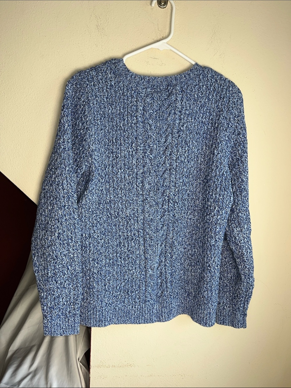 Lands' End Women’s Blue Marled Cotton Crewneck Sweater L - Picture 3 of 8